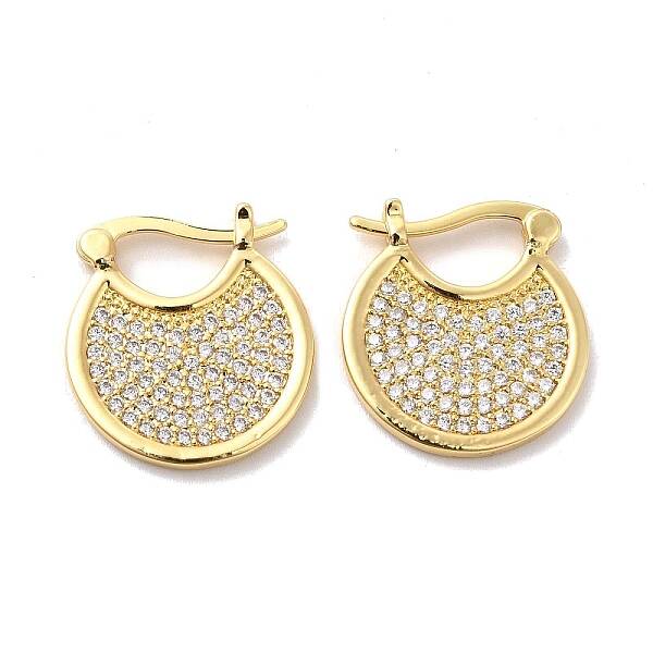 Clear Cubic Zirconia Flat Round Hoop Earrings