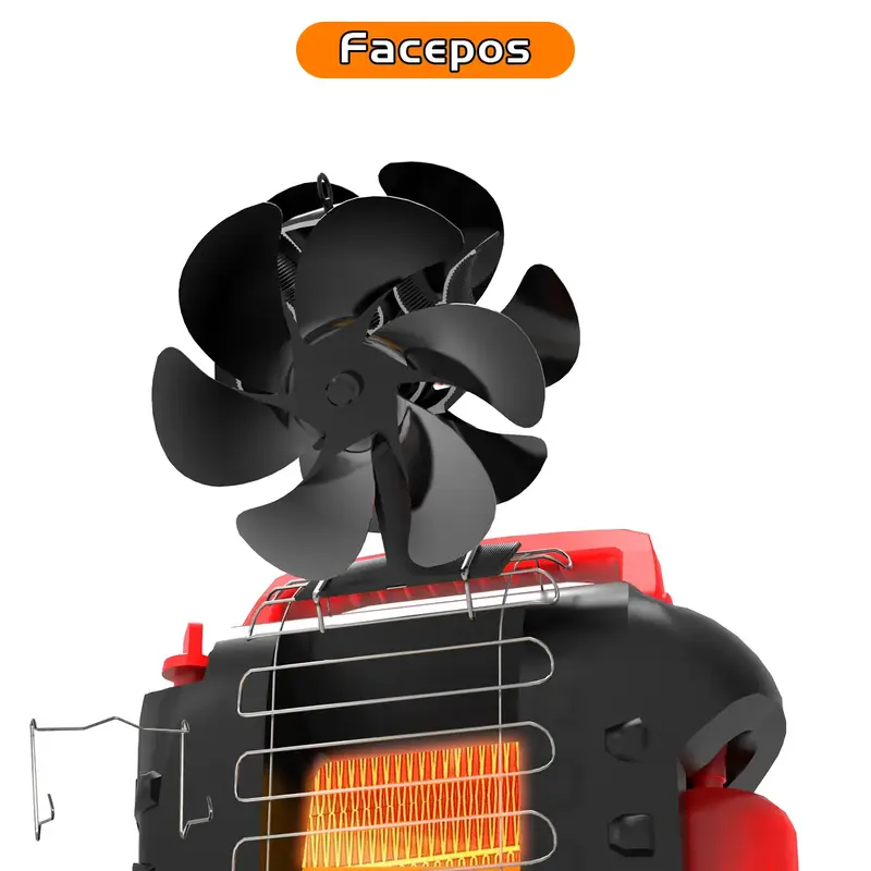 Wood Stove Fan Heat Powered, Facepos 12 Blade Wood Burning Stove Fan for Buddy Heater, Fireplace Fan Non-Electric, Dual Motor...