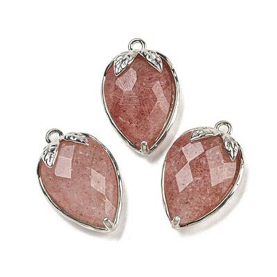 Natural Strawberry Quartz Faceted Pendants