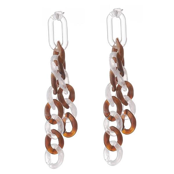 Acrylic Curb Chain Tassel Dangle Stud Earrings for Women