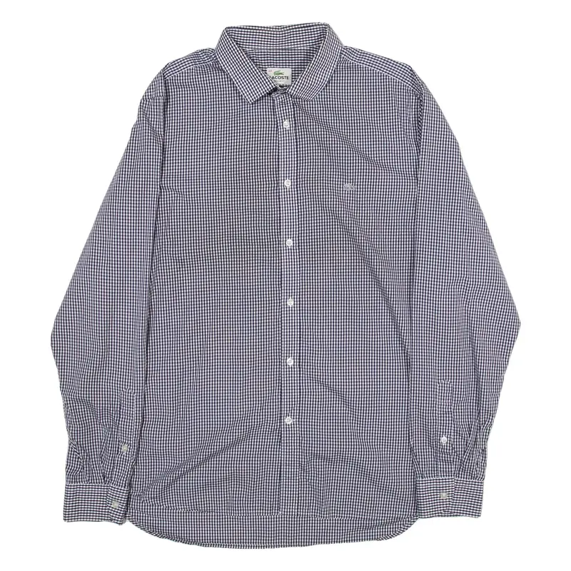 LACOSTE Regular Fit Mens Shirt Blue Gingham Long Sleeve M