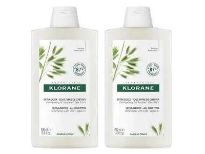 Klorane Avena Extra Delicate Shampoo All Hair Types 2x400ml