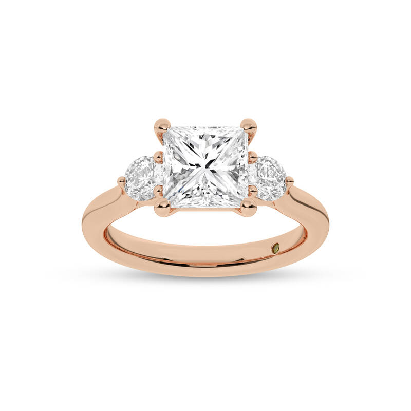 Aevum Classic Three Stone Princess Cut Lab Grown Diamond Engagement Ring | 18K Rose Gold 2 CT. TW.