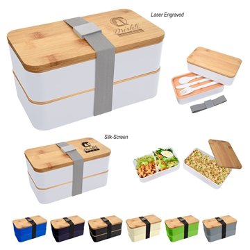 25 Promotional Stackable Bento Lunch Set - BPA Free & Microwave ...