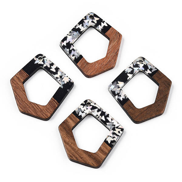 Opaque Resin & Walnut Wood Pendants