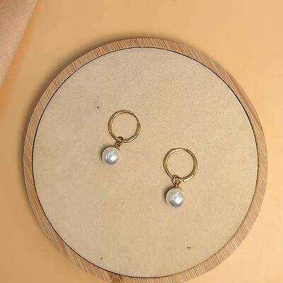 Stylish Stainless Steel and Freshwater Pearl Hoop Earrings for women