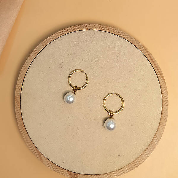 Stylish Stainless Steel and Freshwater Pearl Hoop Earrings for women
