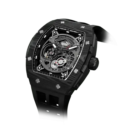 TSAR BOMBA Men's Automatic Watch | Cool Black | Elementalal TB8210CF | Carbon Fiber Bezel | Luxury Skeleton Mechanical Watch ...