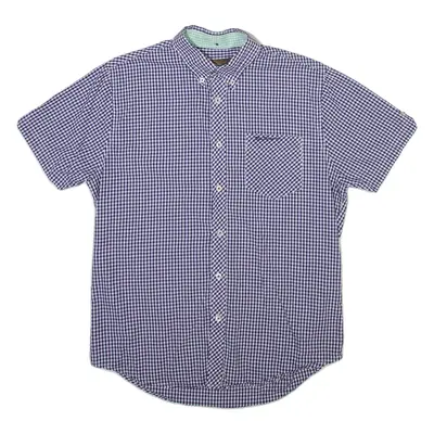 BEN SHERMAN Mens Plain Shirt Blue Gingham M
