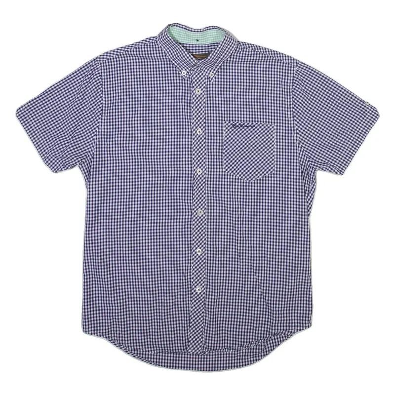 BEN SHERMAN Mens Plain Shirt Blue Gingham M