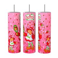 Strawberry Shortcake 20oz skinny Tumbler Drinkware Flasks Insulated Lid Coffee Portable