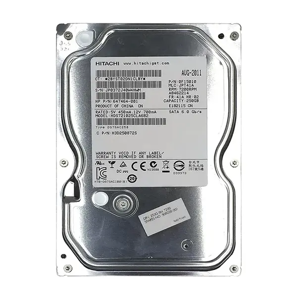 647464-001 HP 250GB 7200RPM SATA 6Gb/s NCQ 8MB Cache 3.5-inch Hard Drive