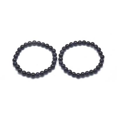Synthetic Blue Goldstone Beads Stretch Bracelets
