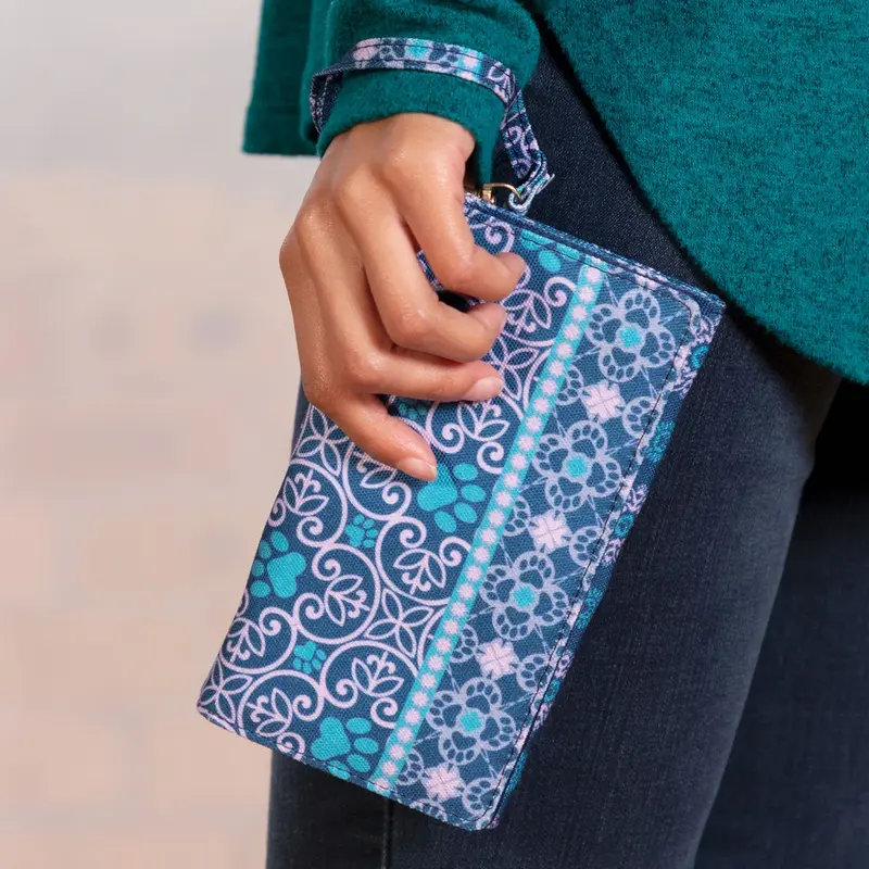 Canvas Paws Wristlet Wallet - Paws & Zebra Heart