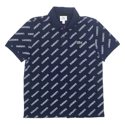 LACOSTE LIVE Mens Polo Shirt Blue Crazy Pattern M