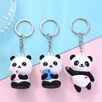 women's Socks, gifts, cute panda keychain, 3D doll, cartoon school bag pendant