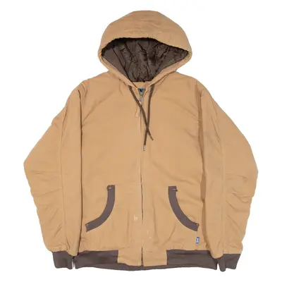 RK BRAND Quilted Lined Womens Workwear Jacket Brown Hooded XL