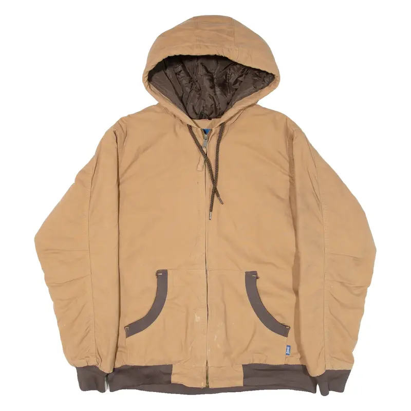 RK BRAND Quilted Lined Womens Workwear Jacket Brown Hooded XL