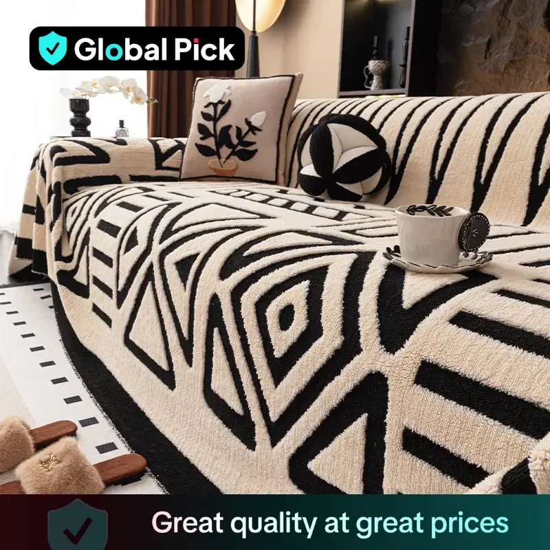 Geometric Pattern Sofa Cover, 1 Count Soft Comfortable Sofa Slipcover, Dustproof Sofa Protector for Home Living Room Decor