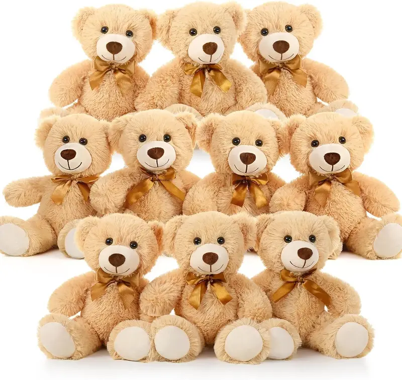 Tezituor Bulk Teddy Bear Baby Shower, 10 Packs Small Teddy Bear Stuffed Animals in Bulk,13.5 Small Stuffed Bears Plush for ...
