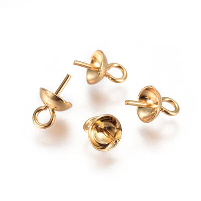304 Stainless Steel Cup Pearl Peg Bails Pin Pendants