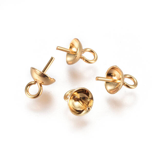 304 Stainless Steel Cup Pearl Peg Bails Pin Pendants