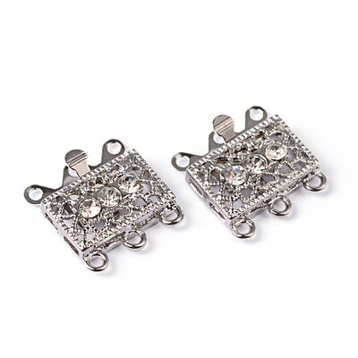 Platinum Plated Brass Rhinestone Clasps