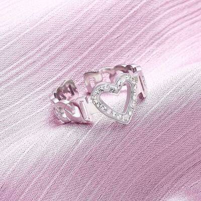 304 Stainless Steel with Rhinestone Adjustable Cuff Rings
