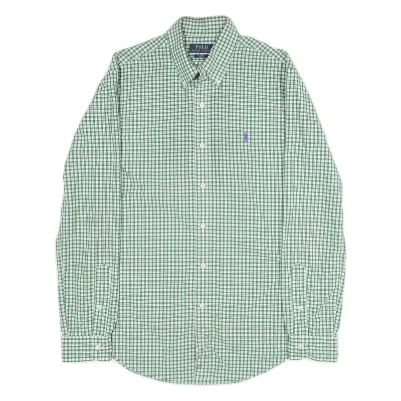 POLO RALPH LAUREN Slim Fit Mens Shirt Green Check Long Sleeve M