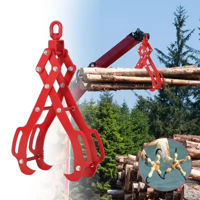 Garvee 28In Log Lifting Tongs with 4 Claw Timber, 360° Swivel, Heavy Duty Steel, Anti-Slip, Adjustable 3-32 Inch Opening, fo...