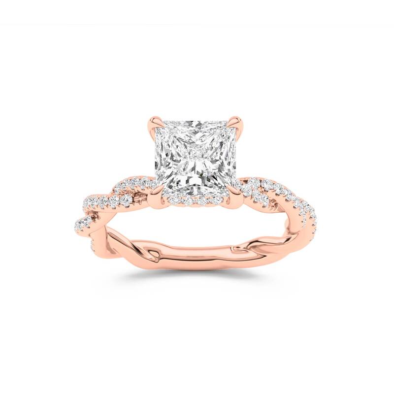 ChiraTan Princess Cut Lab Grown Diamond Engagement Ring | 18K Rose Gold 3 7/8 CT. TW.