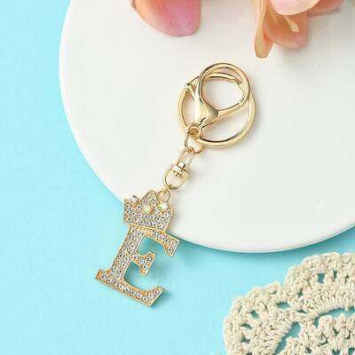 Golden Alloy Rhinestone Keychain
