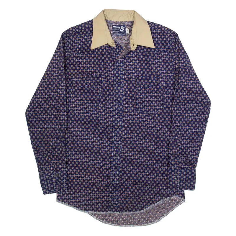 WRANGLER Mens Shirt Blue Spotted Long Sleeve M