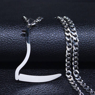 304 Stainless Steel Grim Reape Scythe Pendant Necklaces