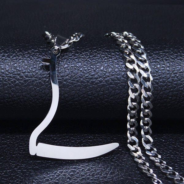 304 Stainless Steel Grim Reape Scythe Pendant Necklaces