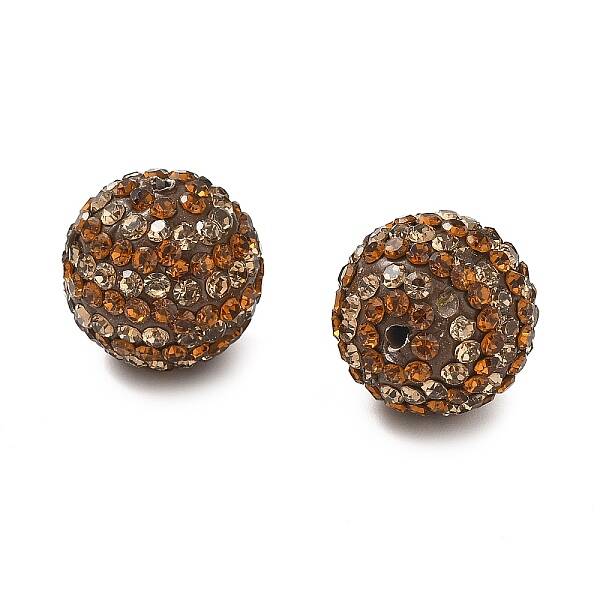 Stripe Pattern Polymer Clay Rhinestone Beads