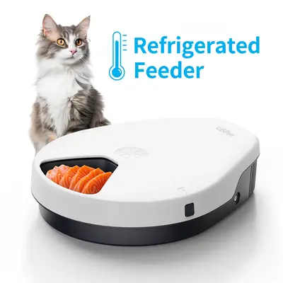 UBPet Refrigerated Automatic Cat Feeder Wet Food, Wired Auto Cat Dog Food Dispenser for Dry & Wet Food, 5 Meal Timed All-Day ...