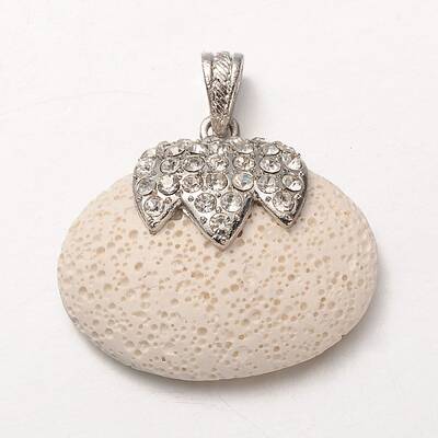 Platinum Plated Alloy Synthetic Lava Rock Oval Pendants