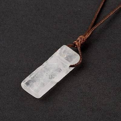Natural Quartz Crystal Nugget Pendant Necklace with Waxed Cord for Women