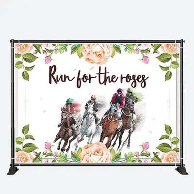Run For Roses Floral White Kentucky Derby Backdrop - Aperturee