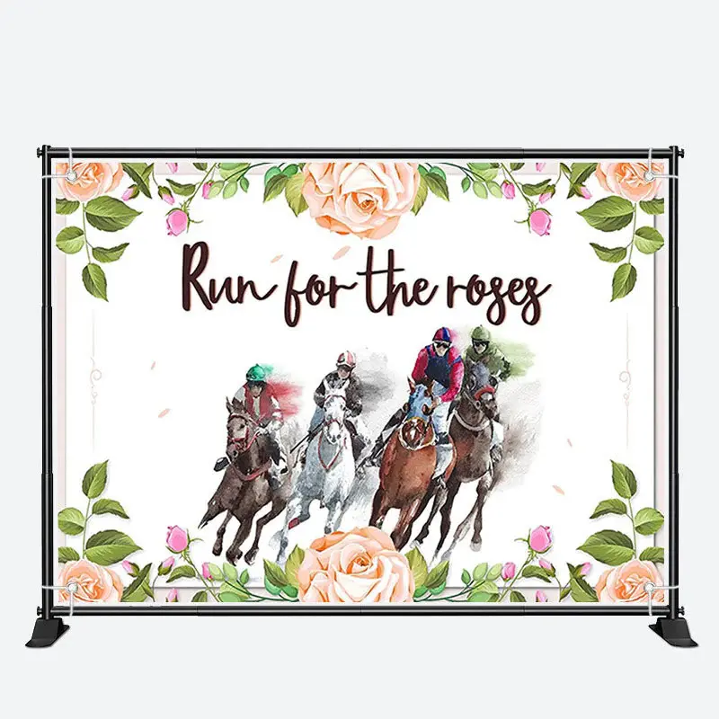 Run For Roses Floral White Kentucky Derby Backdrop - Aperturee