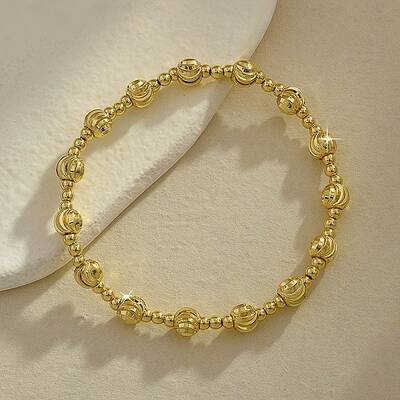 Brass Round Beaded Stretch Bracelets for Women Men