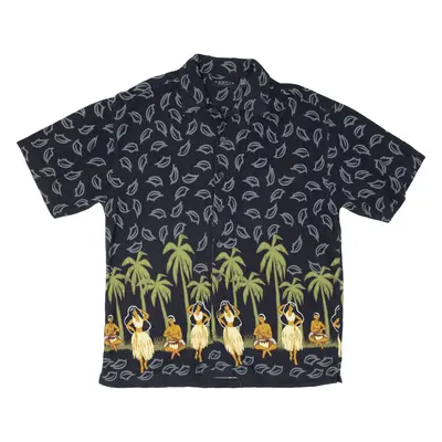 CACTUS Black Label Hawaiian Shirt Black Short Sleeve Mens L