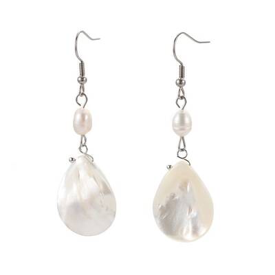 Natural Spiral Shell Beads Dangle Earrings