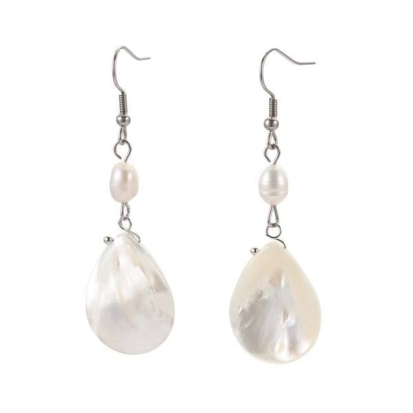 Natural Spiral Shell Beads Dangle Earrings