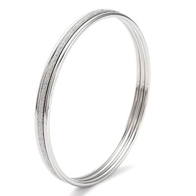 Non-Tarnish 3Pcs 304 Stainless Steel Plain Bangles Set