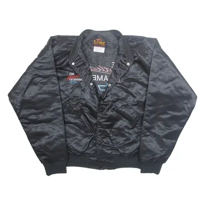 GAME Mens Bomber Jacket Black Nylon USA L