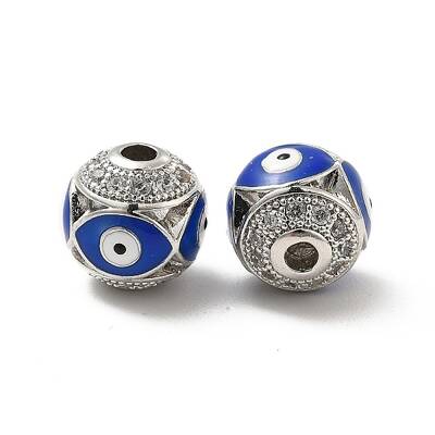 Brass Micro Pave Cubic Zirconia Beads
