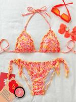 Two-Piece Set Women's Ditsy Floral Print Bikini Set, Casual Fashion Chic Swimsuit Set for Beach Holiday Vacation, Ladies Swim...