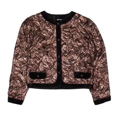 YOUR SIXTH SENSE Metallic Blazer Jacket Brown Viscose 80s Womens M